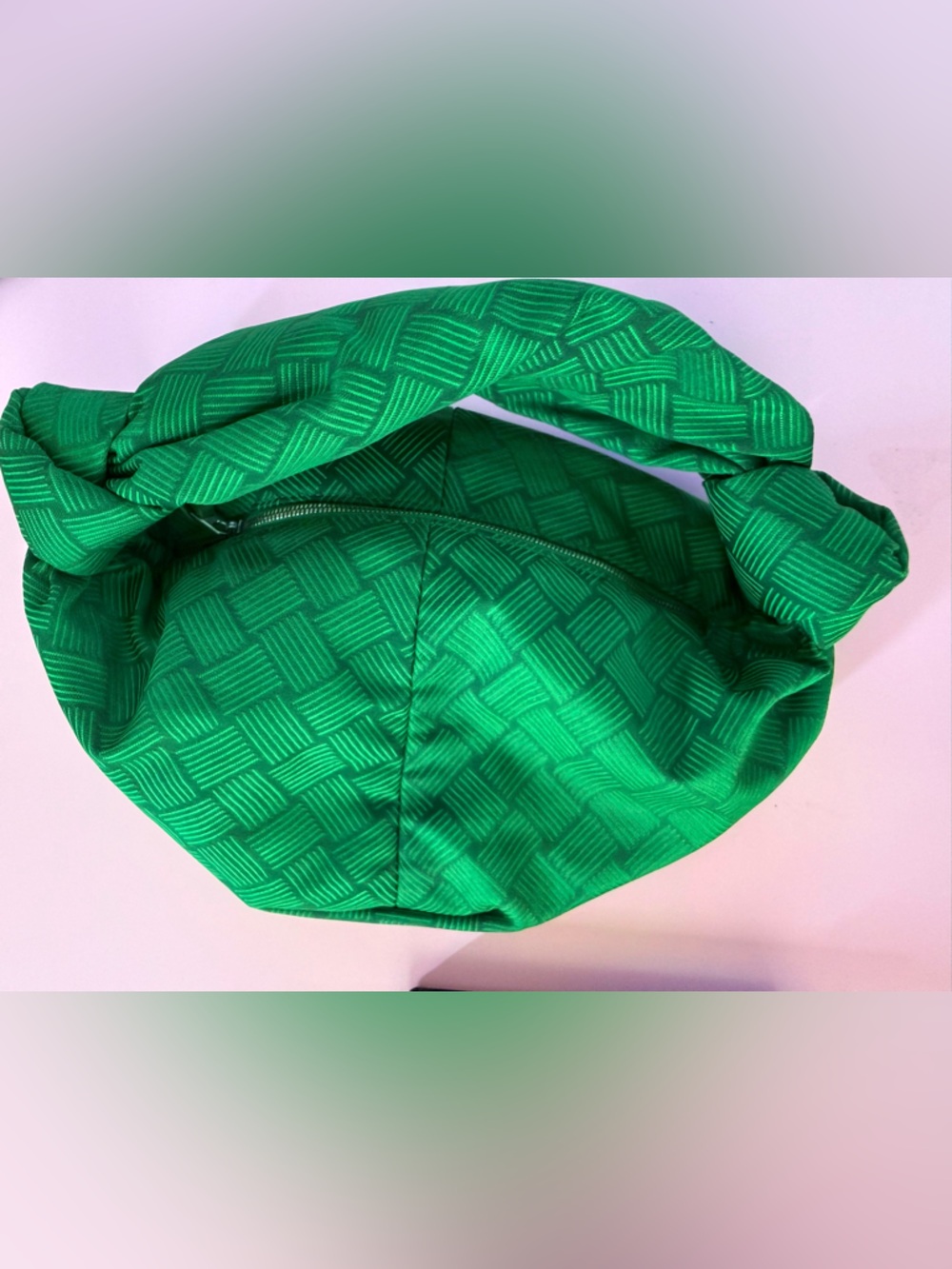 Bottega Veneta Mini Double Knot Green Jacquard Bag